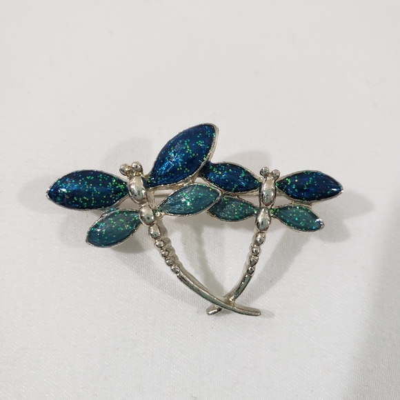Jewelry - BEAUTIFUL DRAGON FLY BROOCH 1.5" SILVER/BLUE